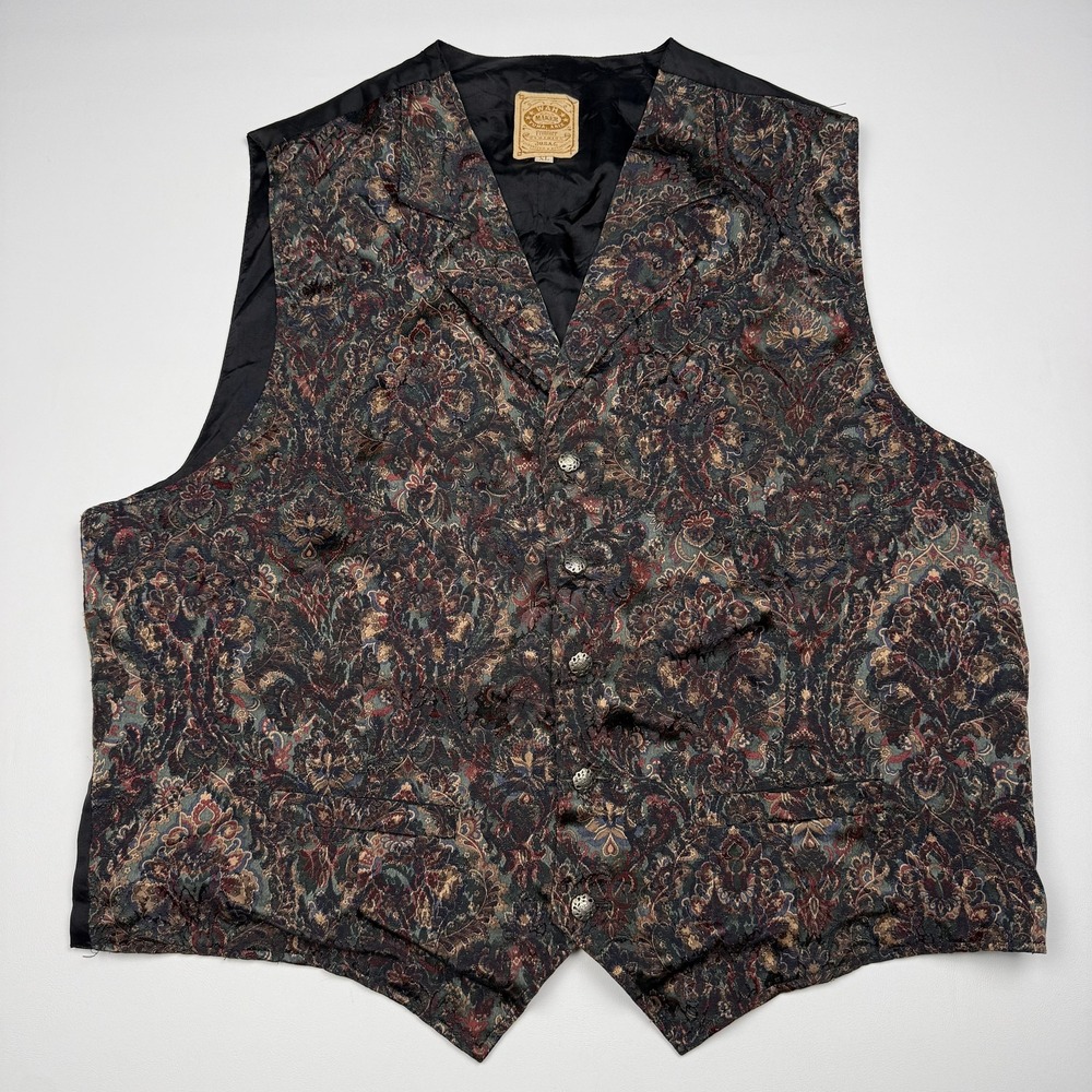 Wahmaker Vest Mens XL Multicolor Paisley Western Frontier Cowboy Waistcoat
